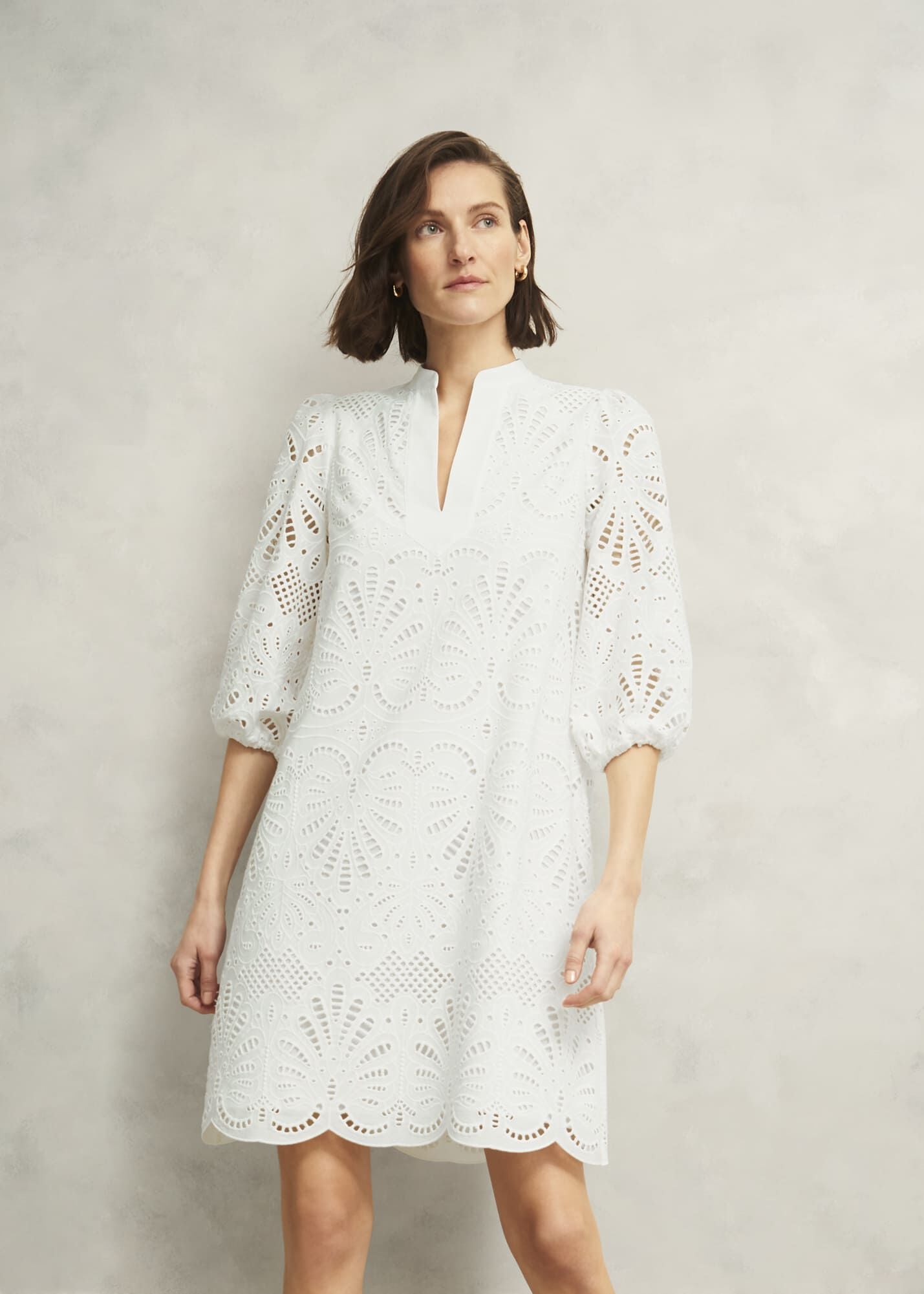 White Easedale Cotton Broderie Dress