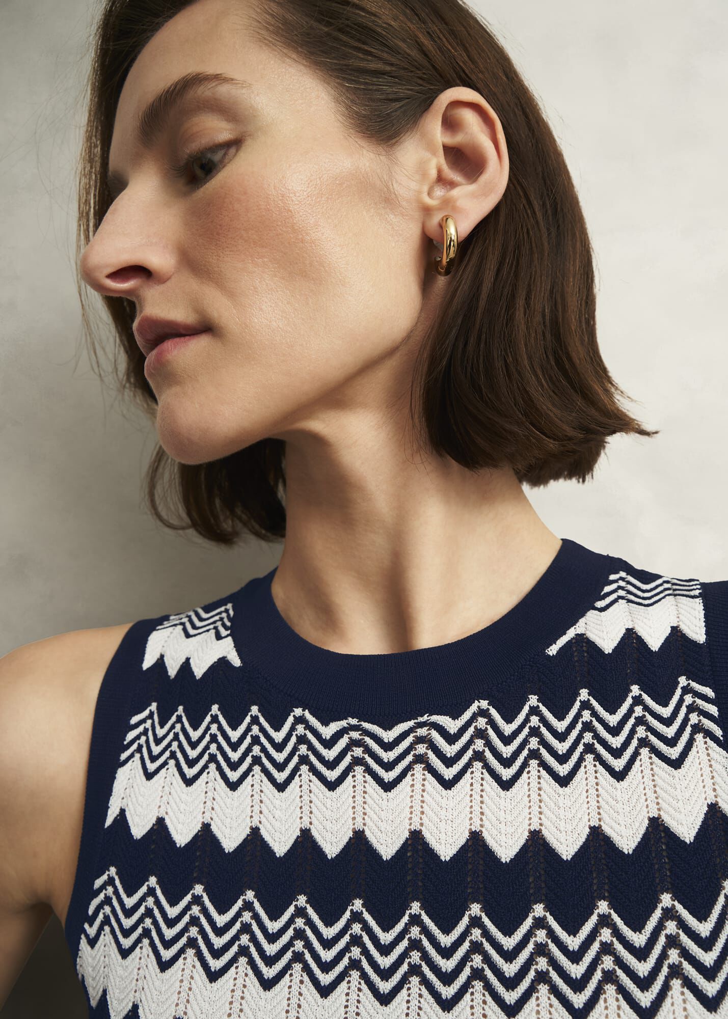 Navy Osterley Chevron Striped Knitted Vest Top