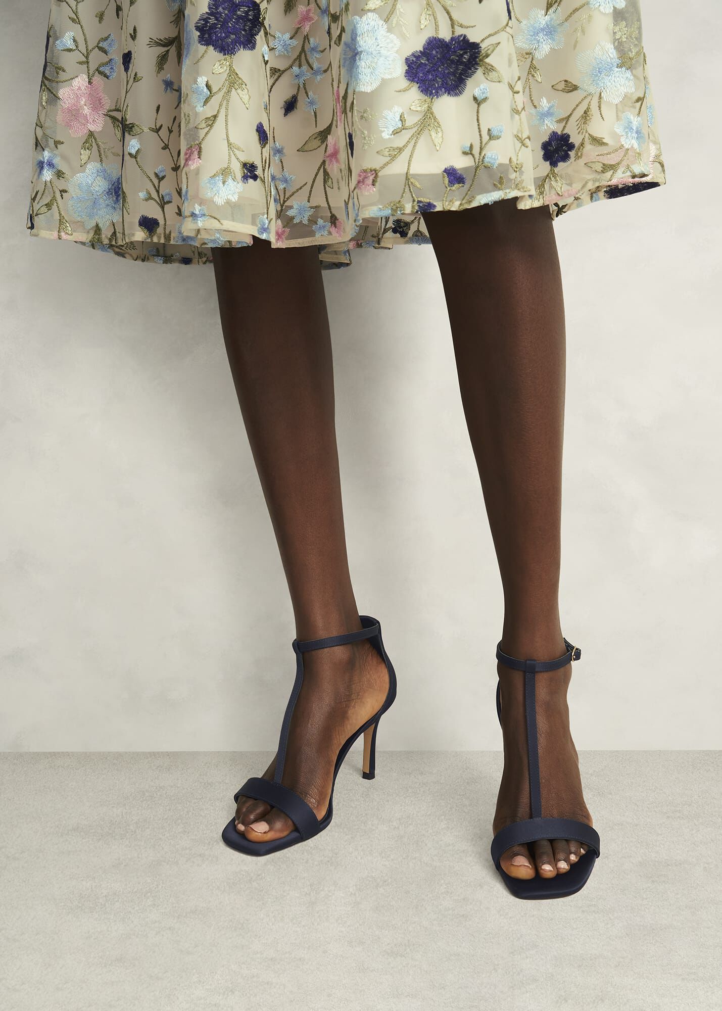 Nadia T-Bar Satin Sandals