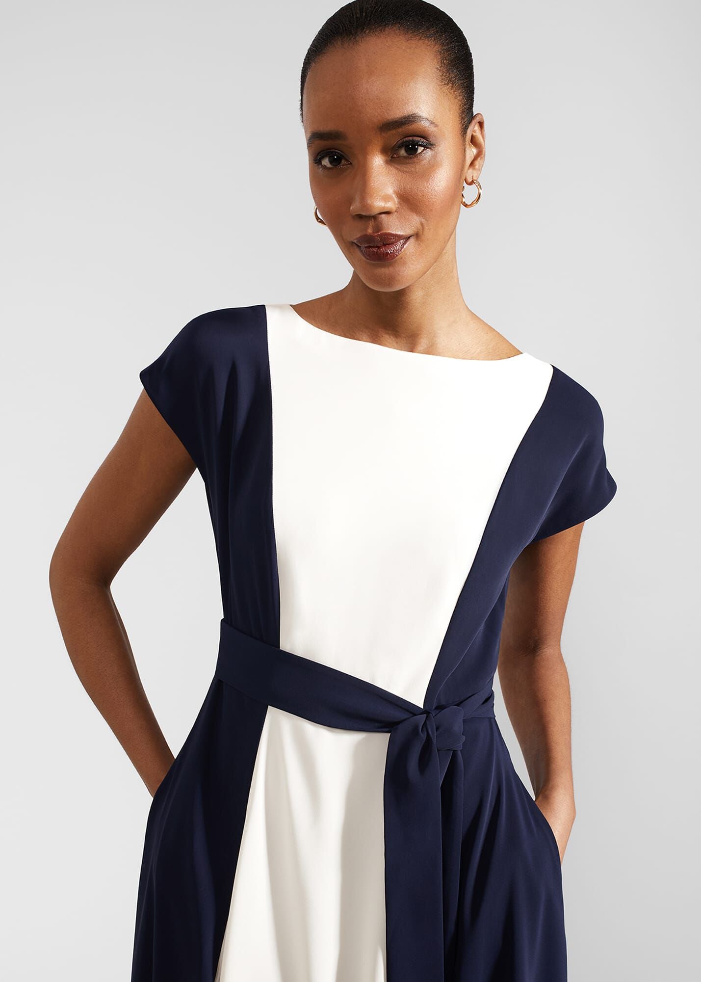 Emery Tie Belted Midi Dress
