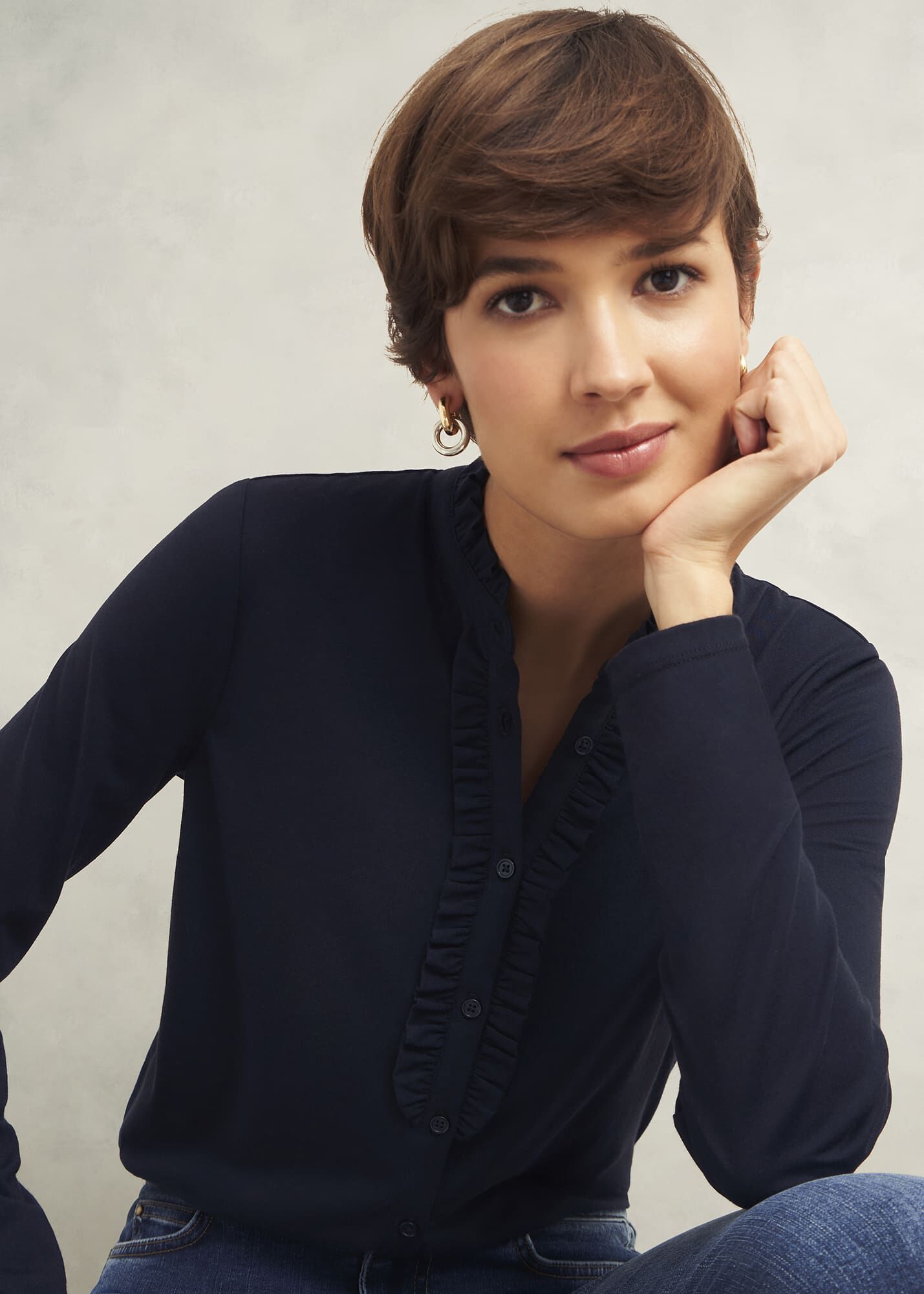 Ramona Cotton Blend Collared Top