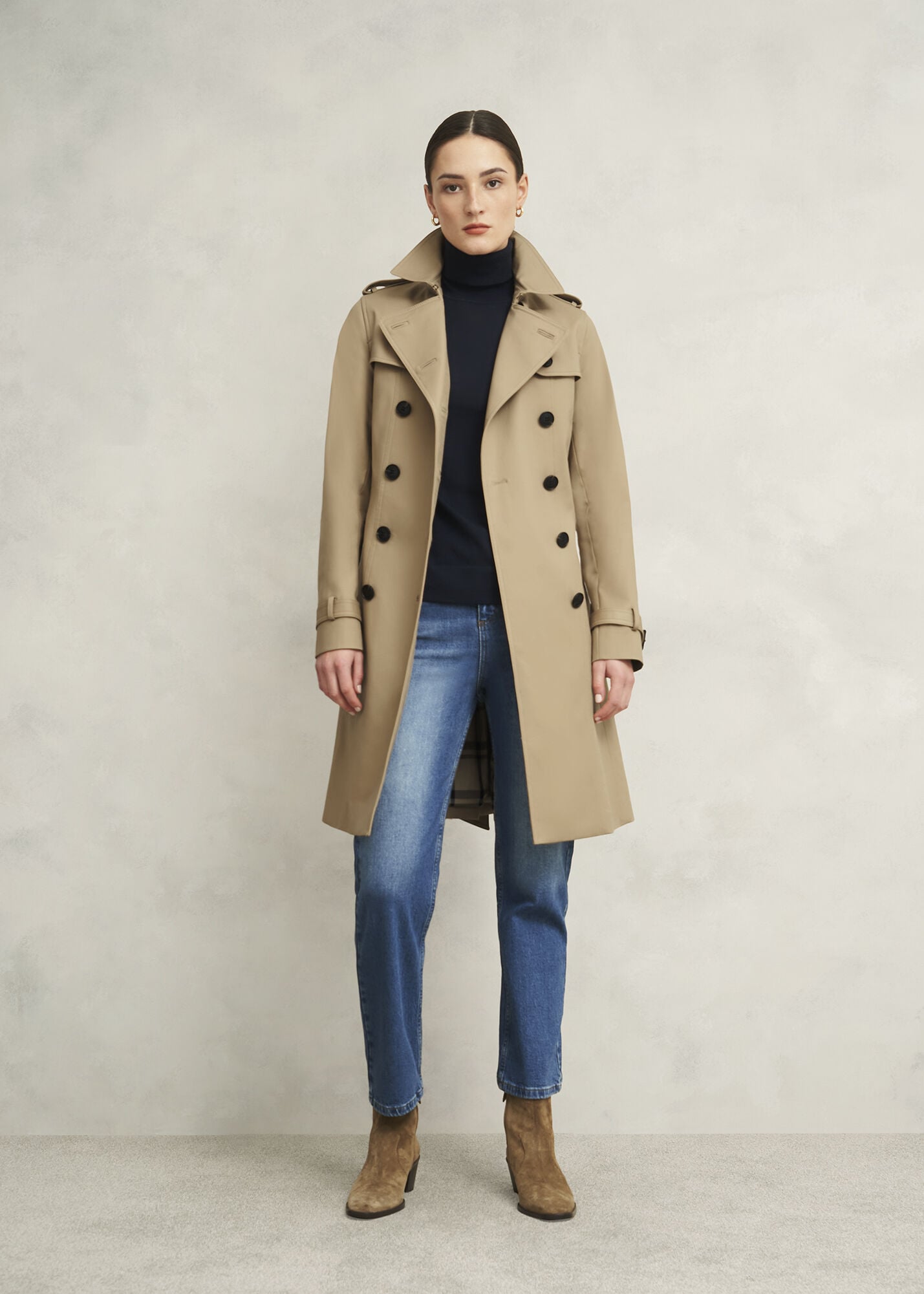 Petite Skylar Shower Resistant Trench Coat