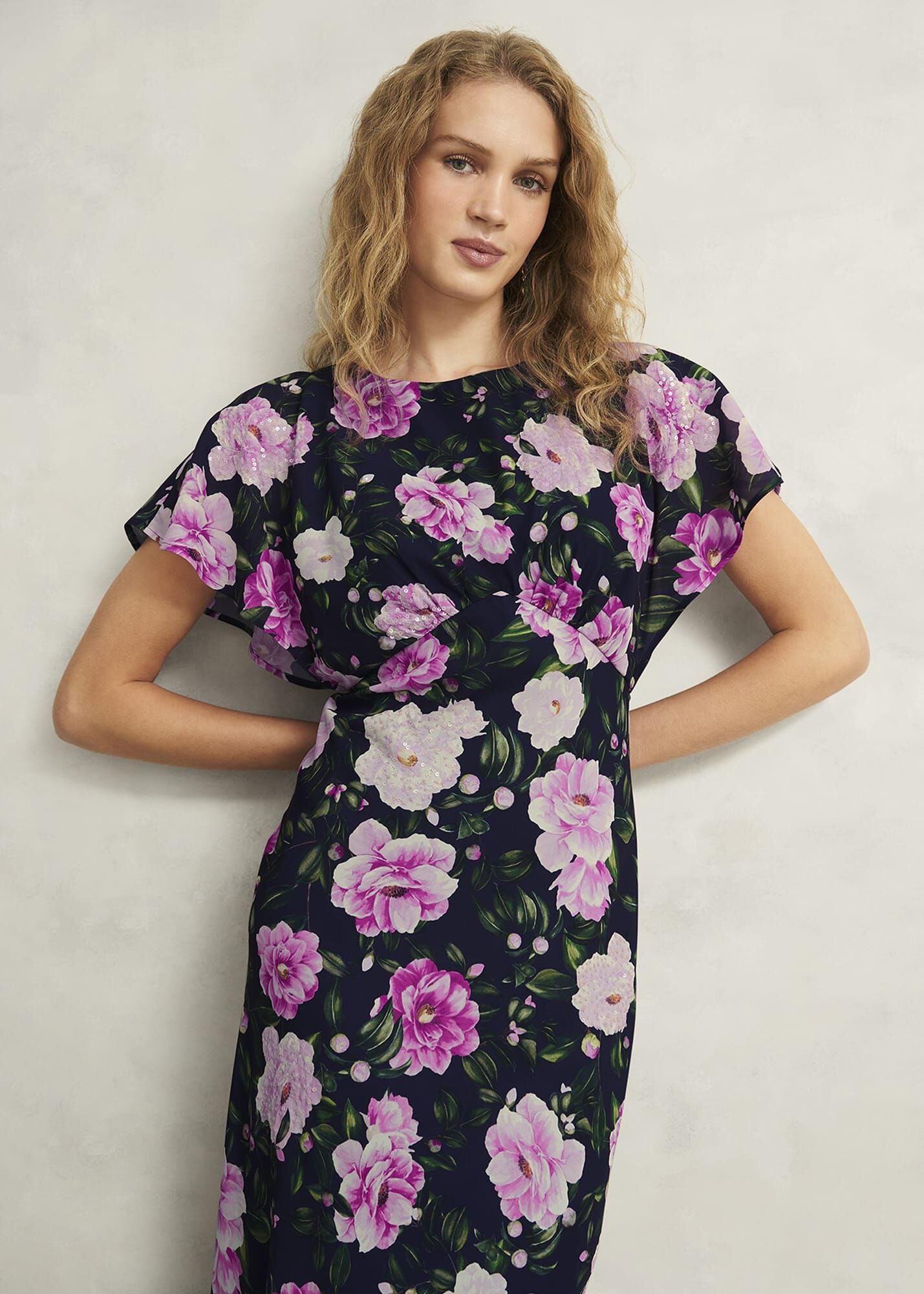 Petite Lalena  Sequin Floral Dress