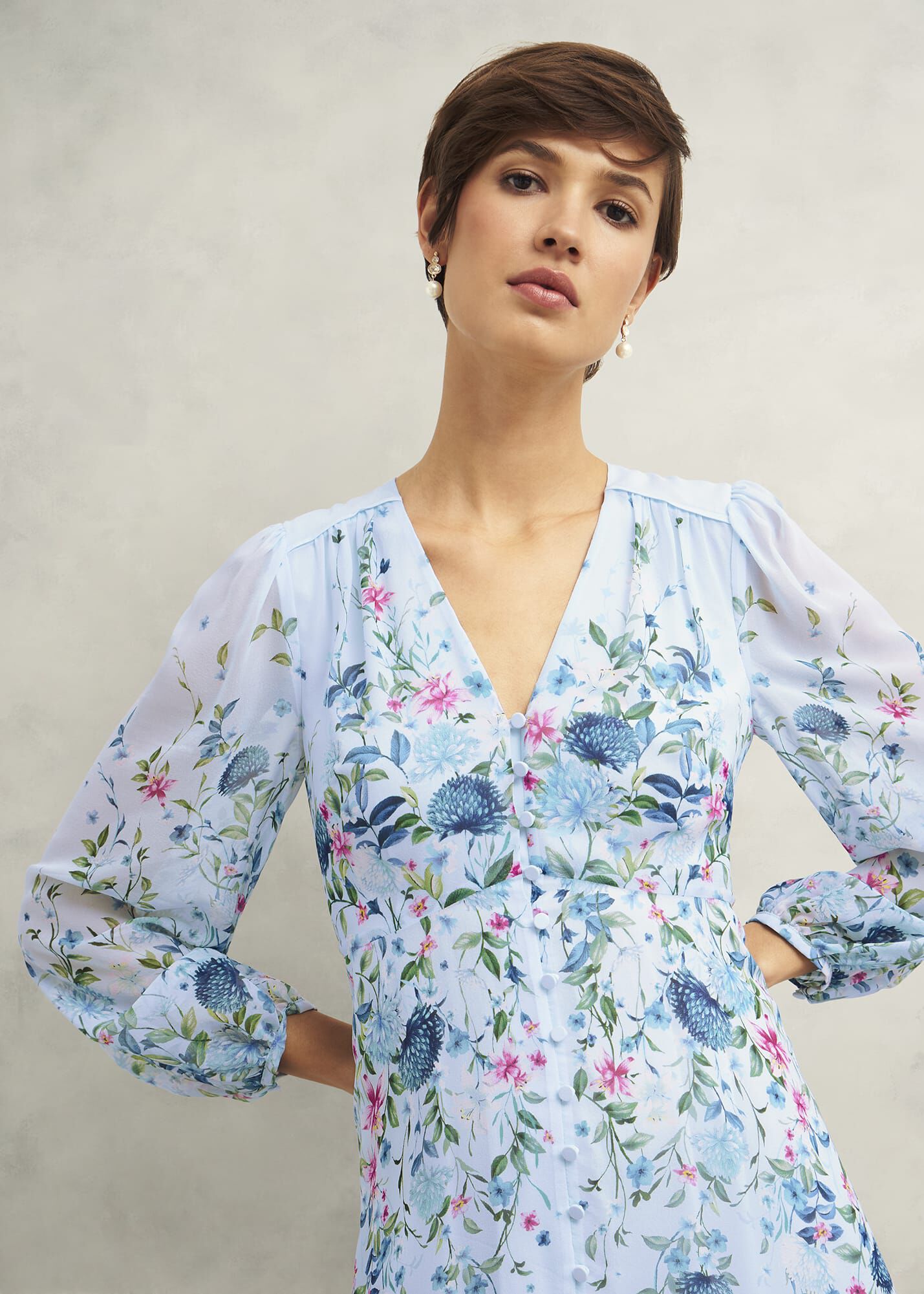 Petite Caversham Floral Silk Dress