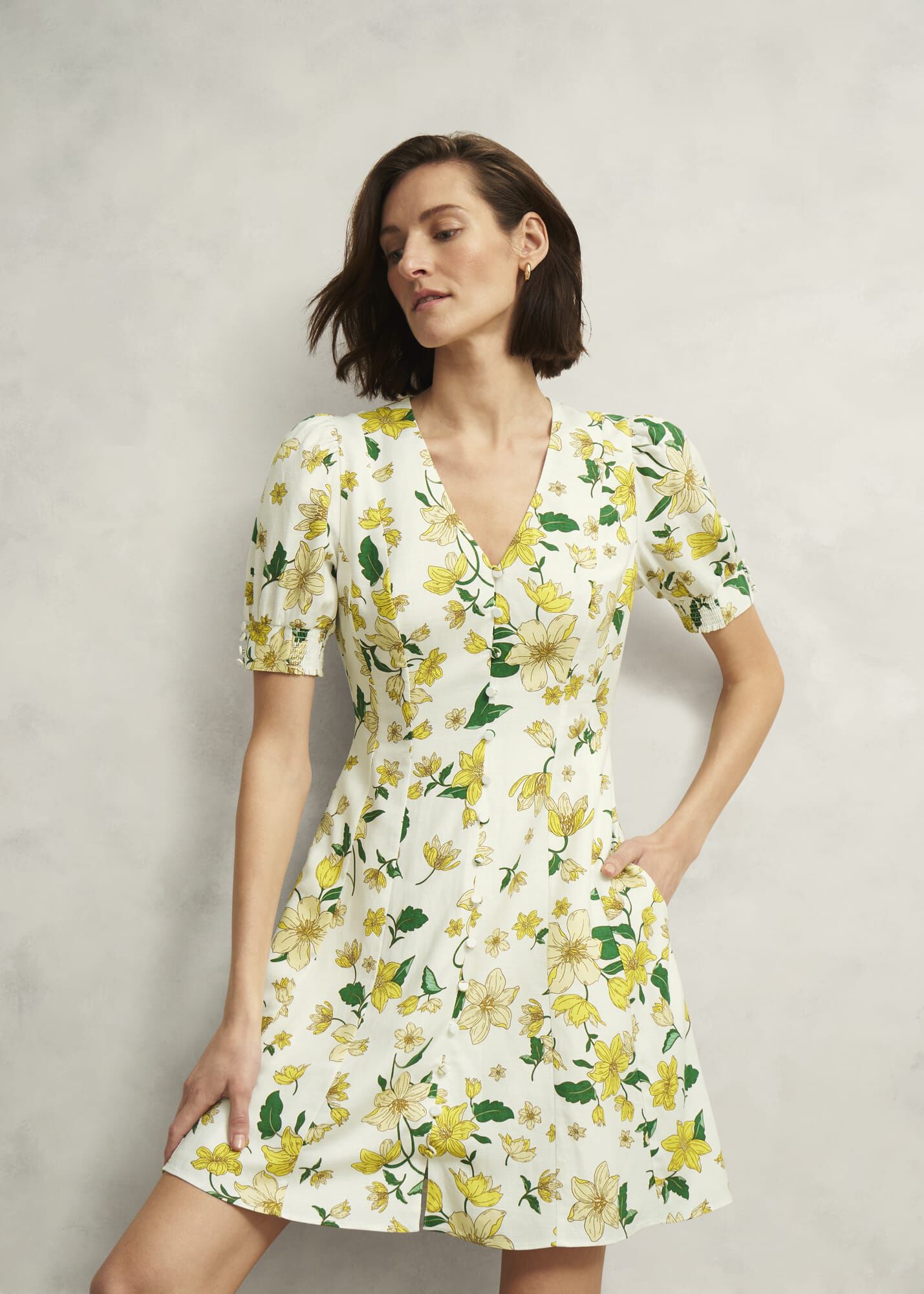 Coniston Floral Linen Blend Mini Dress