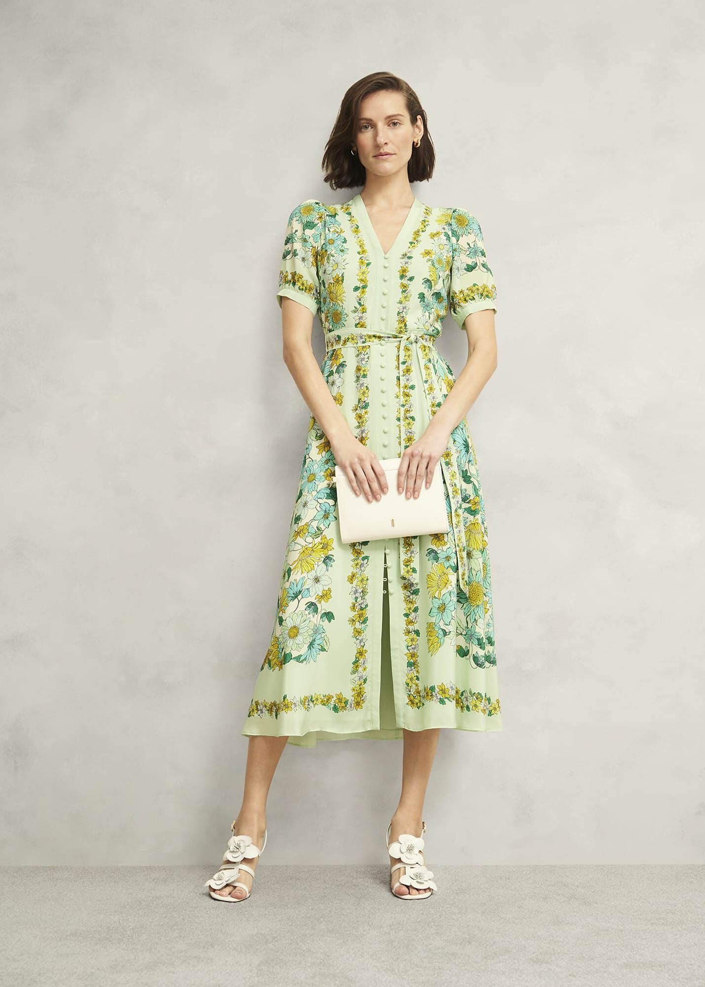 Ince Silk V Neck Floral Dress