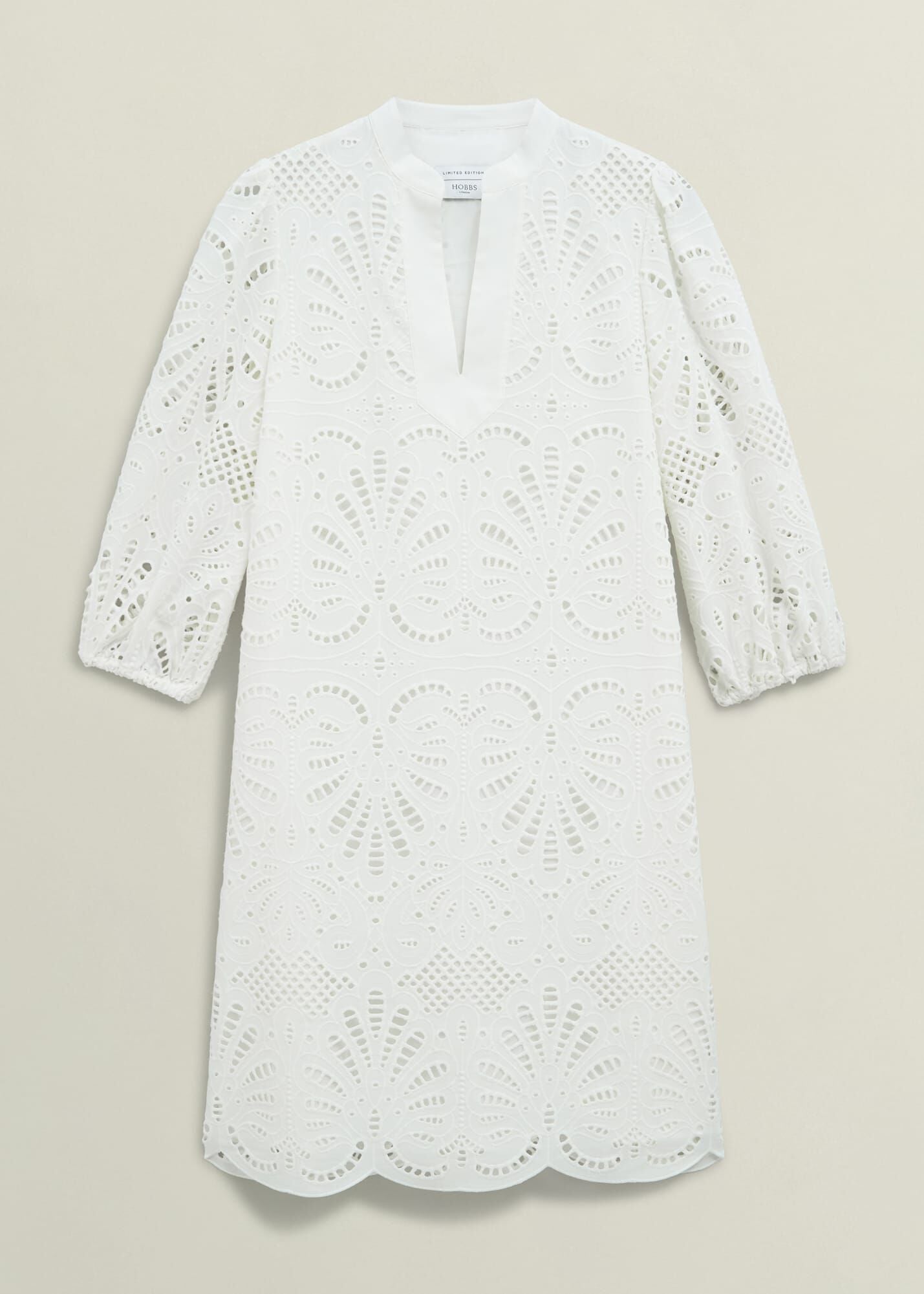 White Easedale Cotton Broderie Dress