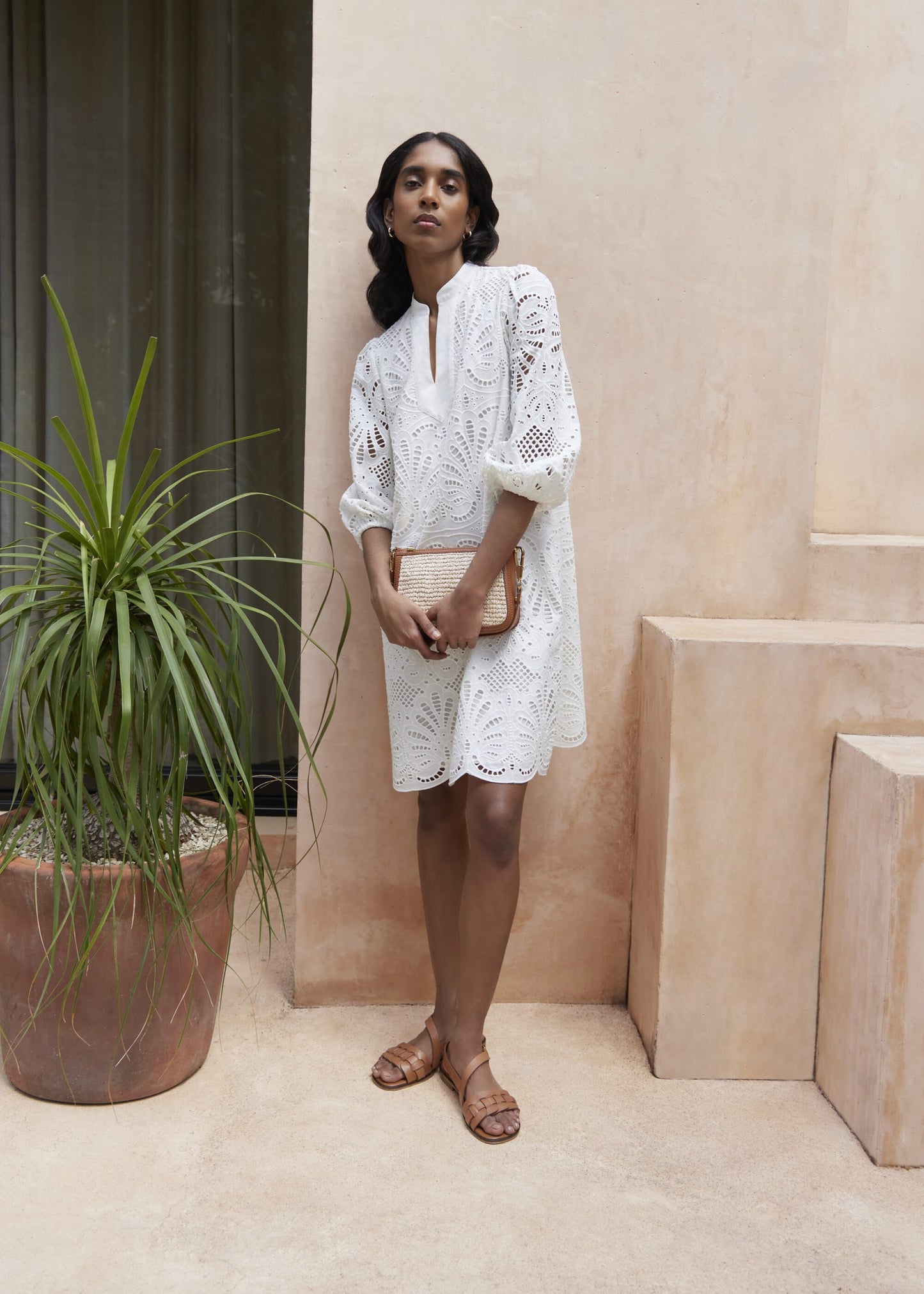 White Easedale Cotton Broderie Dress