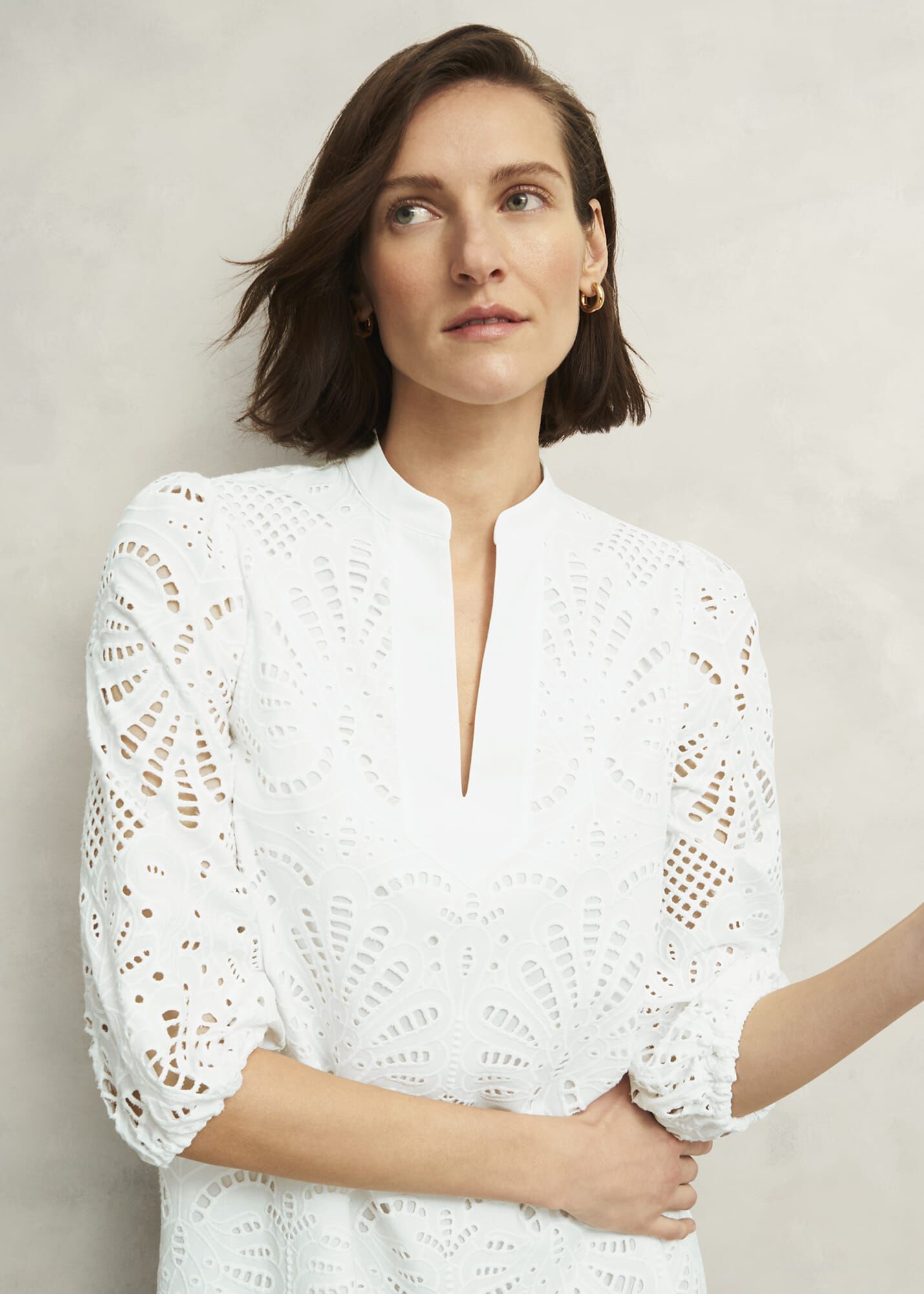 White Easedale Cotton Broderie Dress