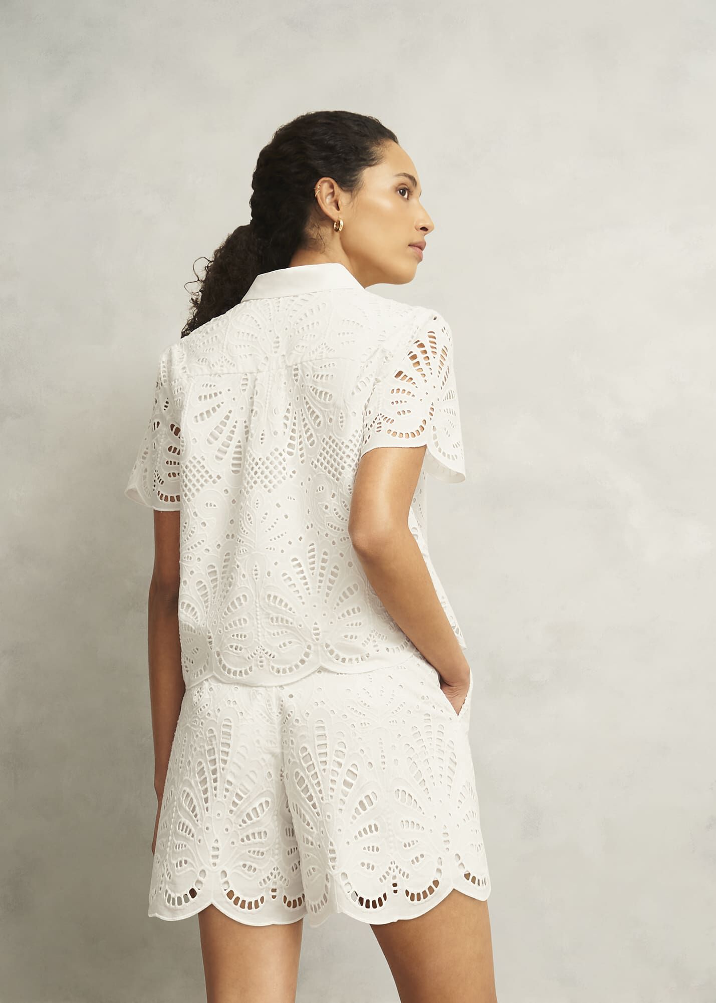 White Buscot Cotton Broderie Shorts