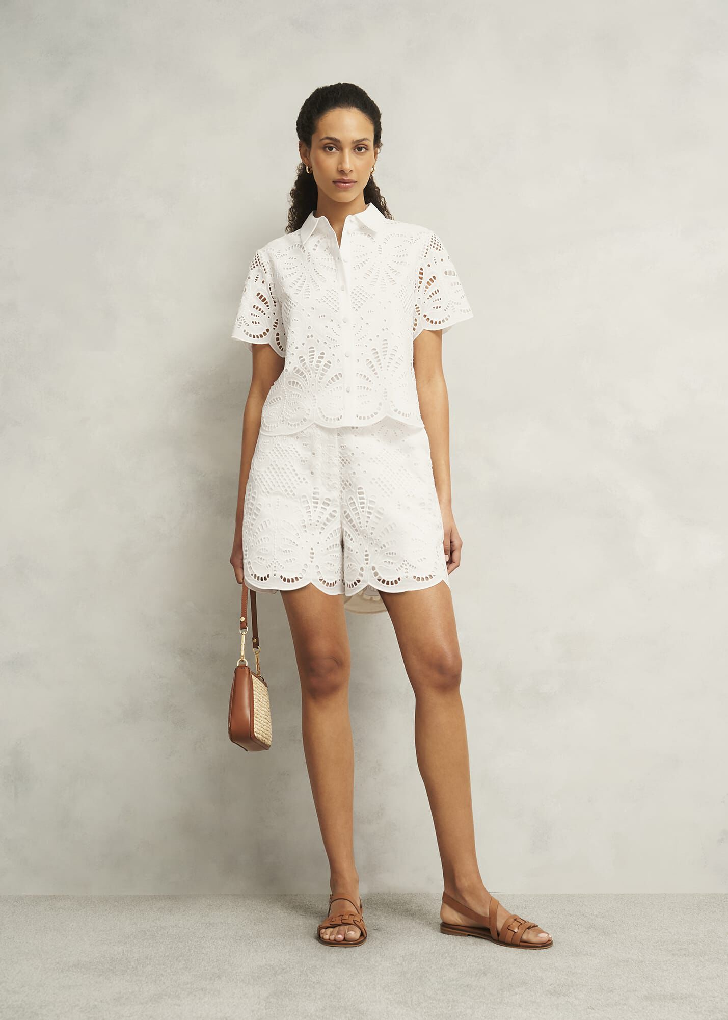 White Buscot Cotton Broderie Shorts