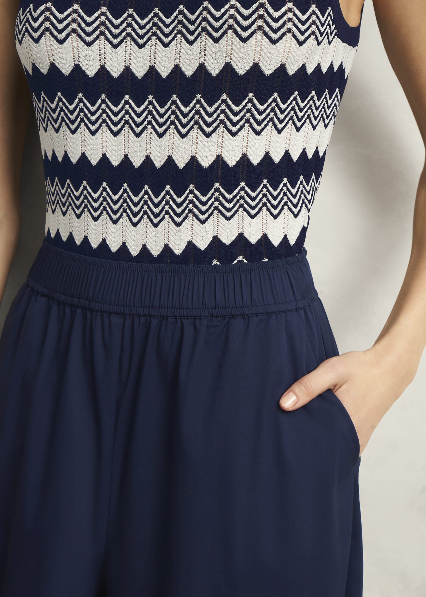 Midnight Navy Ranworth Cotton Blend Culotte