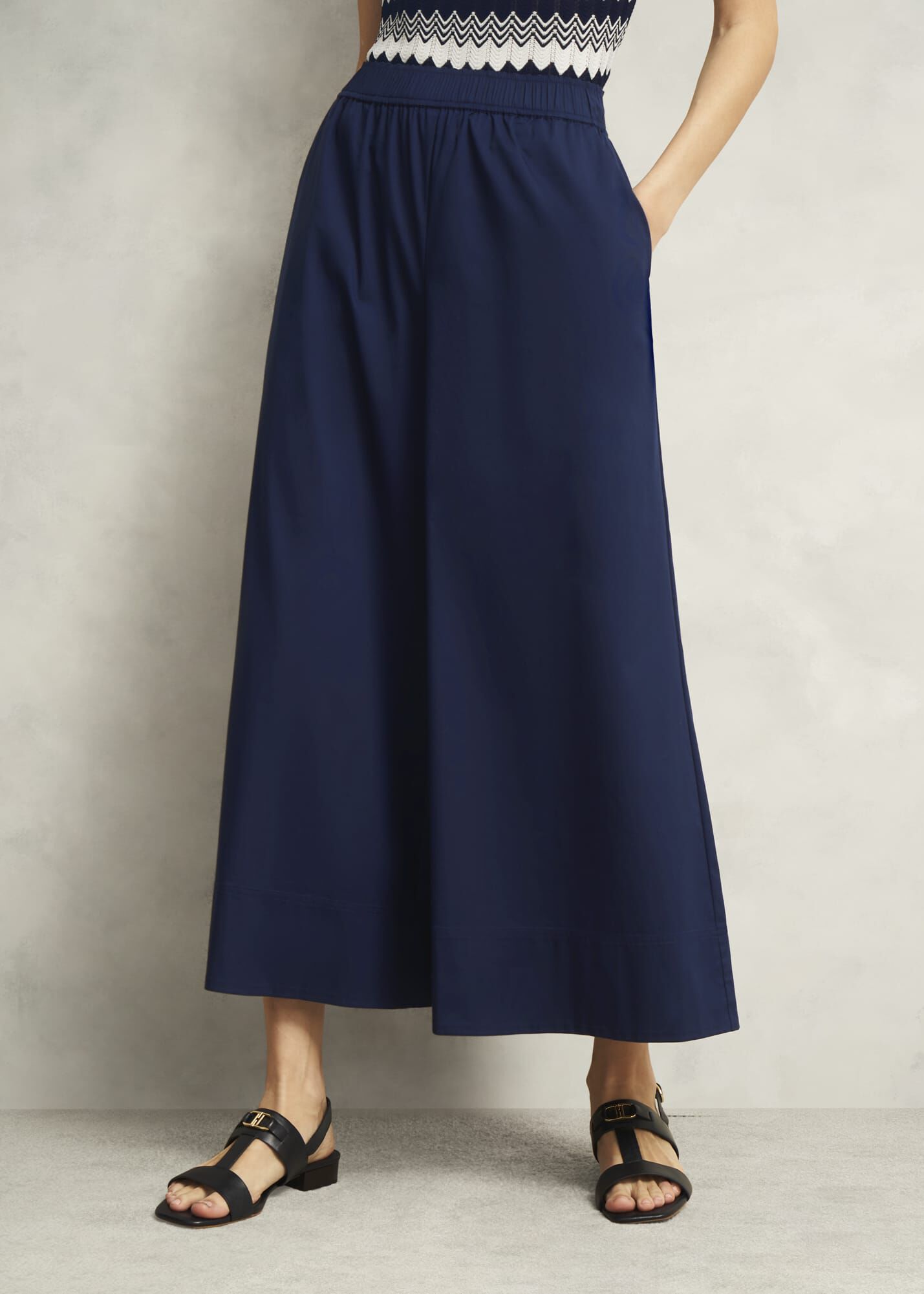 Midnight Navy Ranworth Cotton Blend Culotte