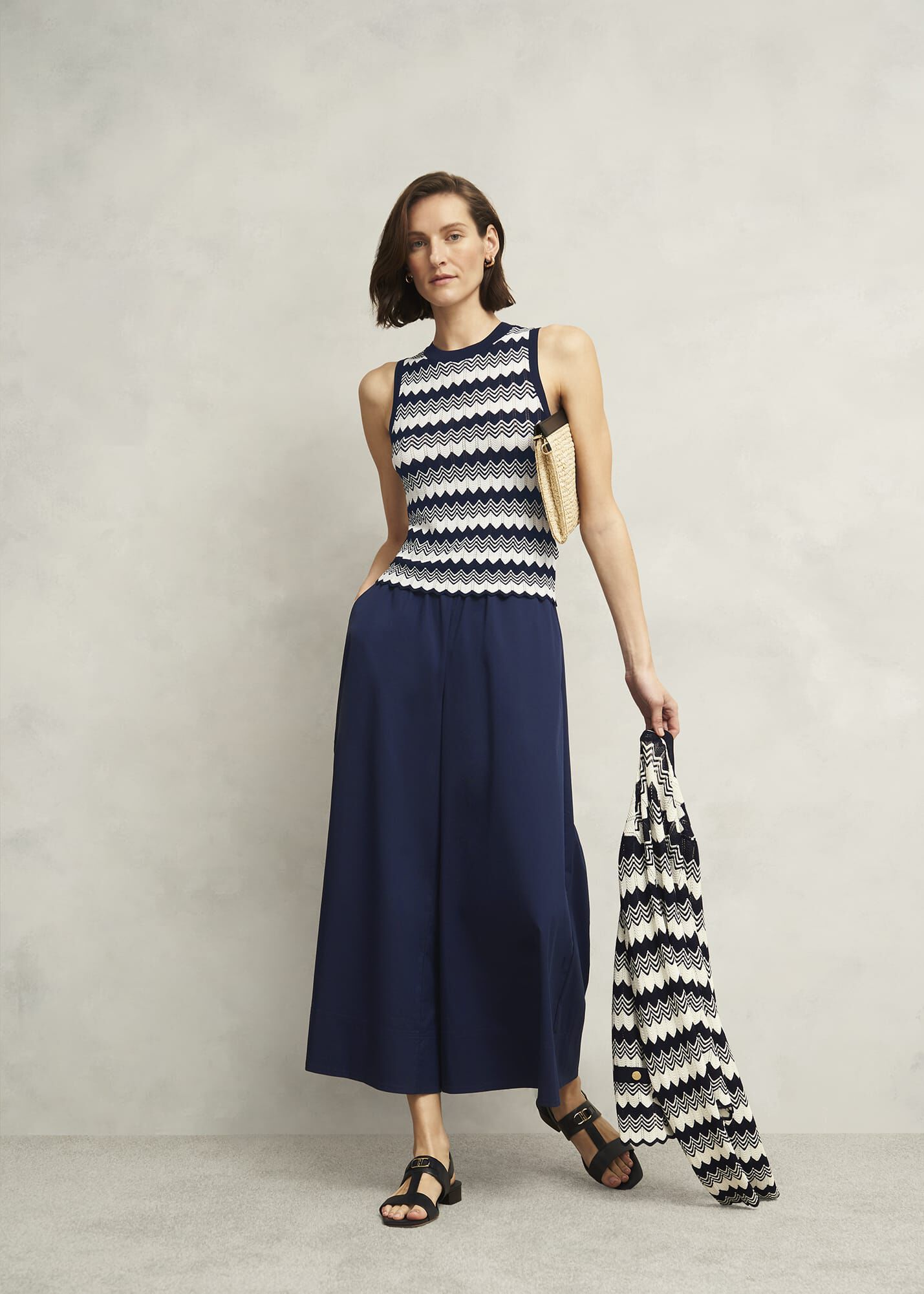 Midnight Navy Ranworth Cotton Blend Culotte