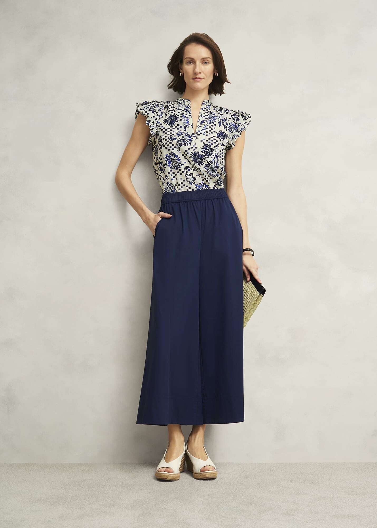 Midnight Navy Ranworth Cotton Blend Culotte