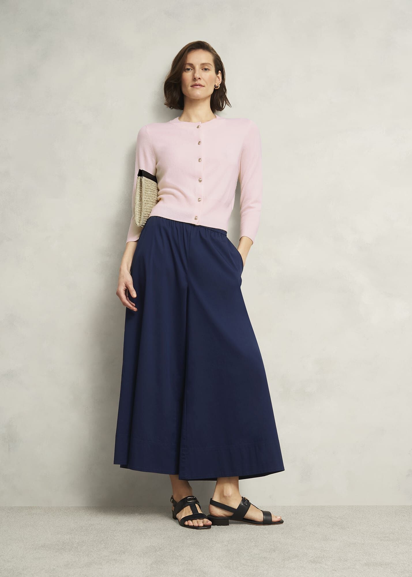 Midnight Navy Ranworth Cotton Blend Culotte