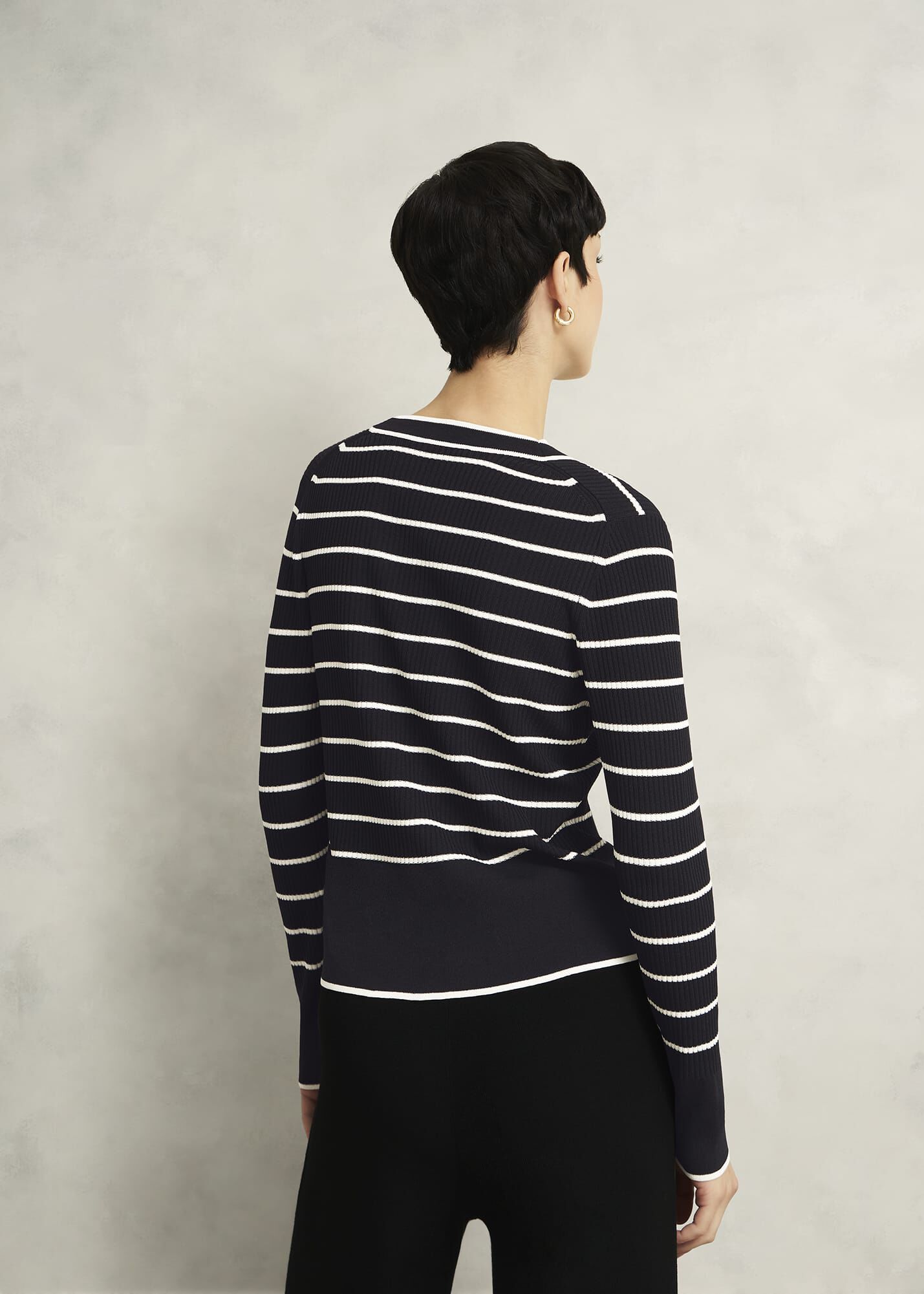 Navy Belmont Striped Knitted V Neck Cardigan
