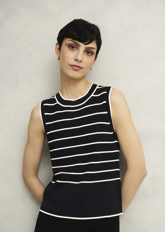 Navy Belmont Striped Knitted Vest Top