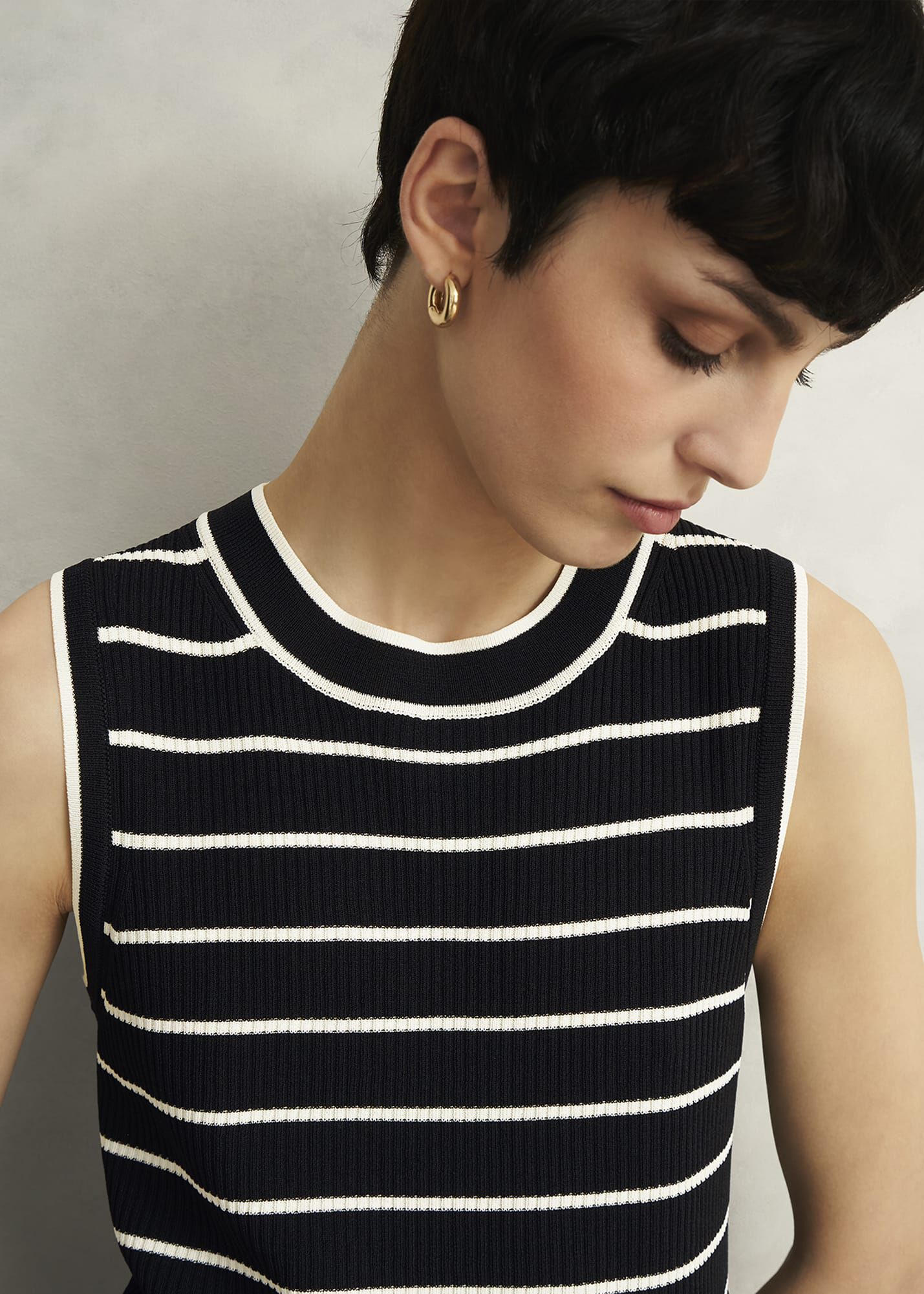 Navy Belmont Striped Knitted Vest Top