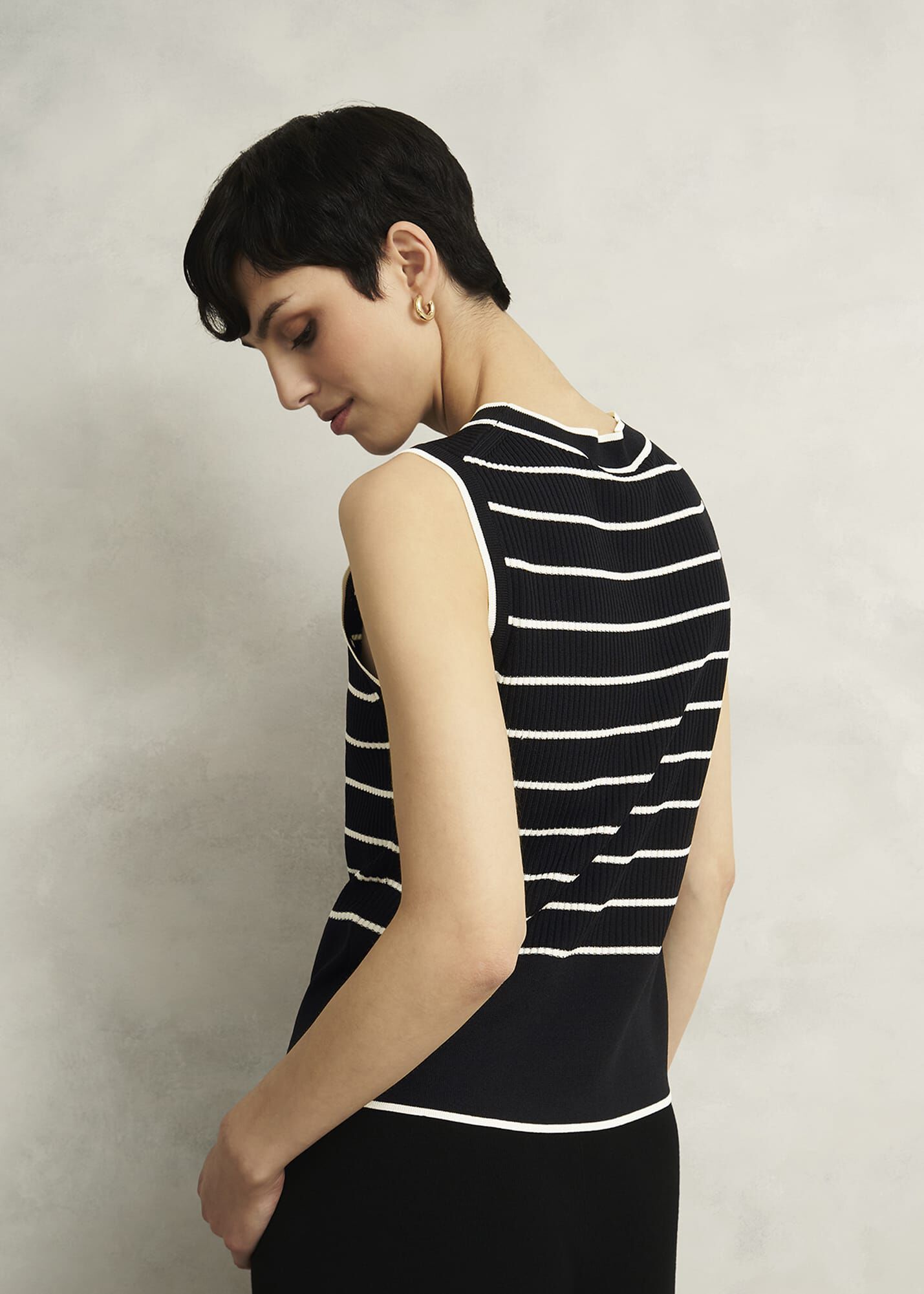 Navy Belmont Striped Knitted Vest Top