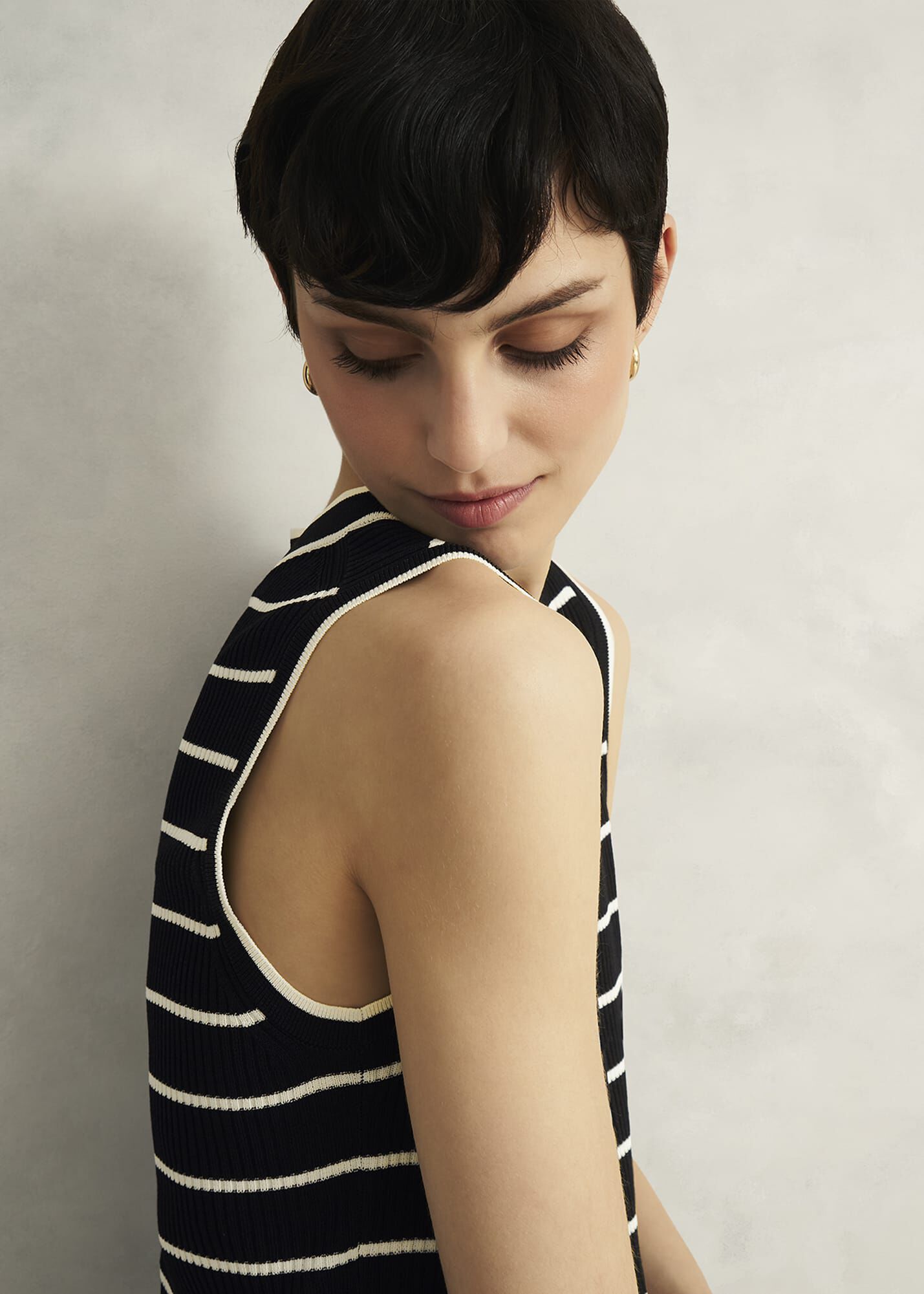 Navy Belmont Striped Knitted Vest Top