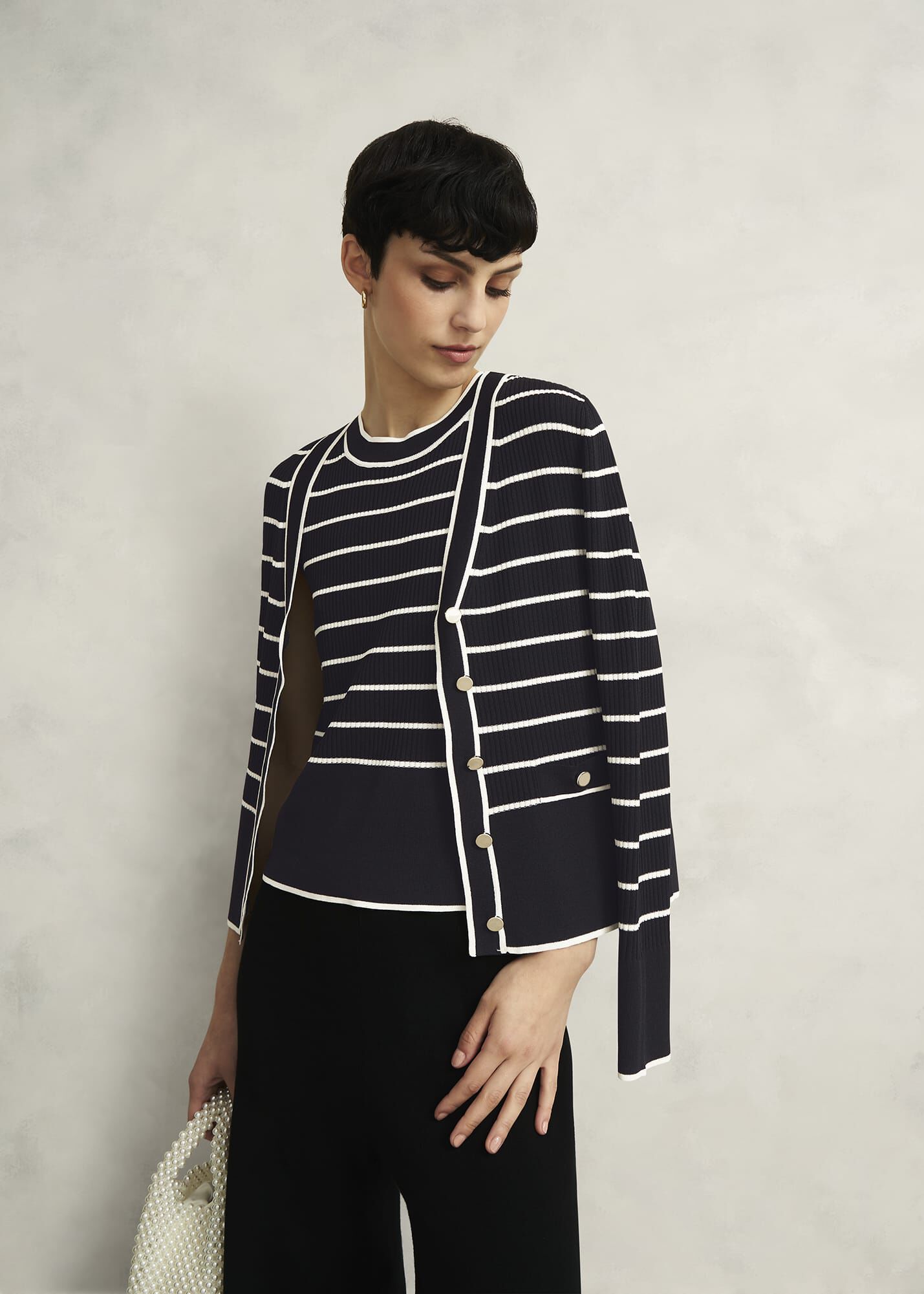 Navy Belmont Striped Knitted Vest Top