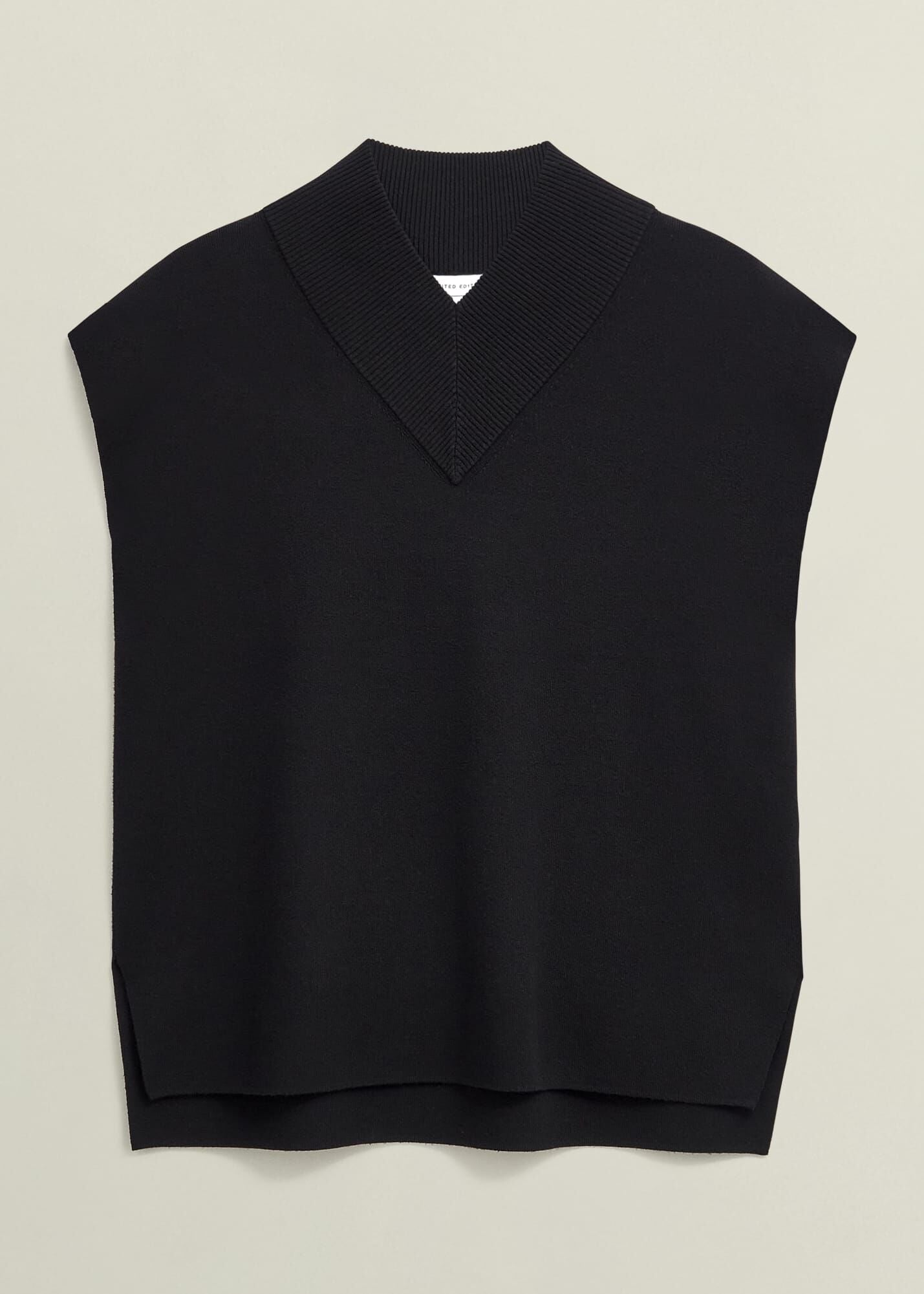 Black Harris High V Neck Knitted Co-ord Tank Top
