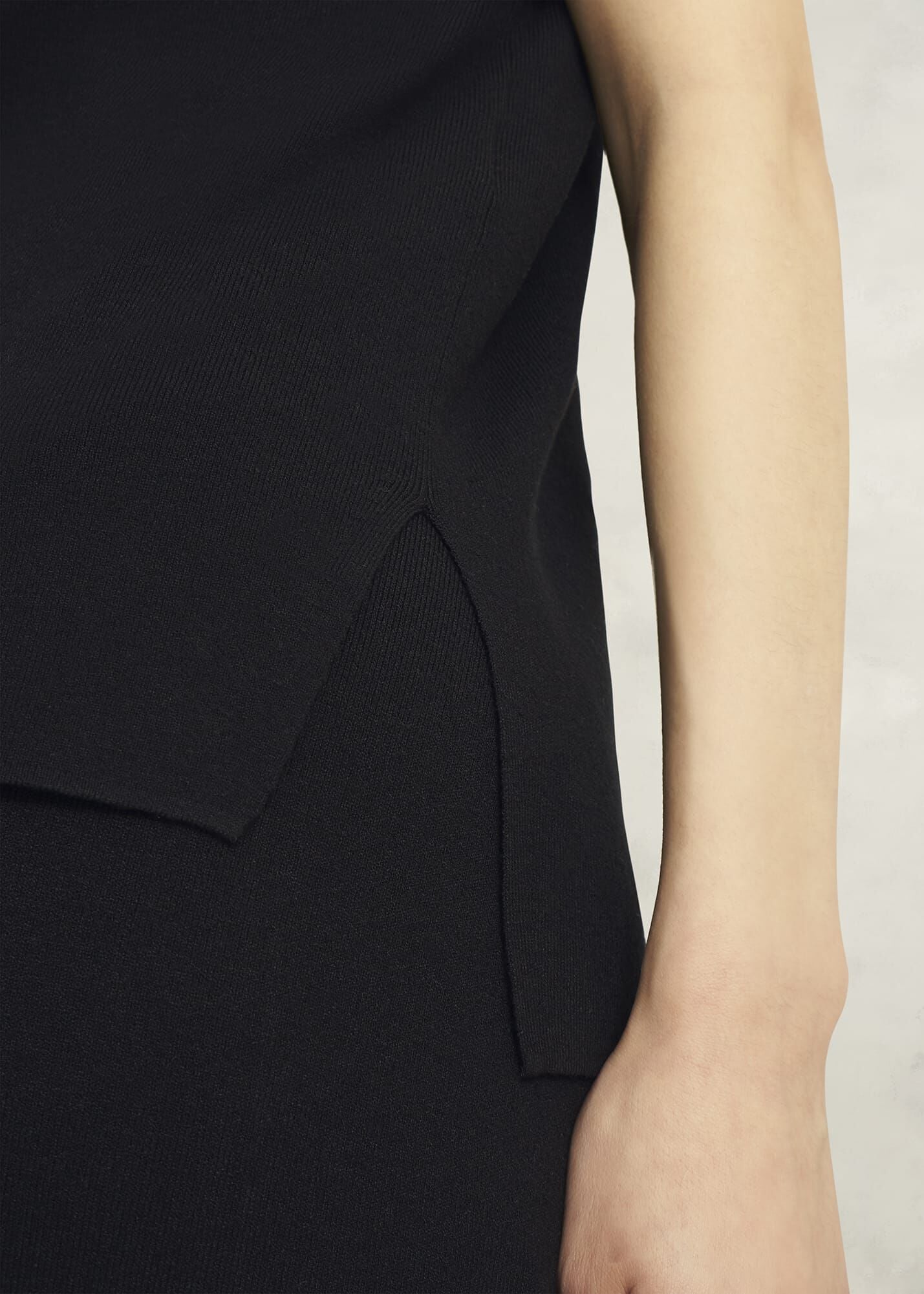 Black Harris High V Neck Knitted Co-ord Tank Top