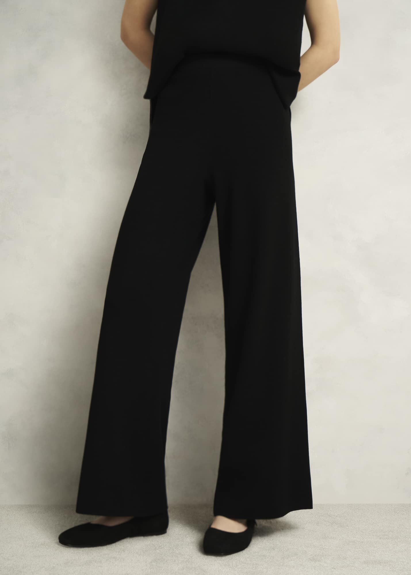 Black Harris Wide Leg Knitted Co-ord Trousers