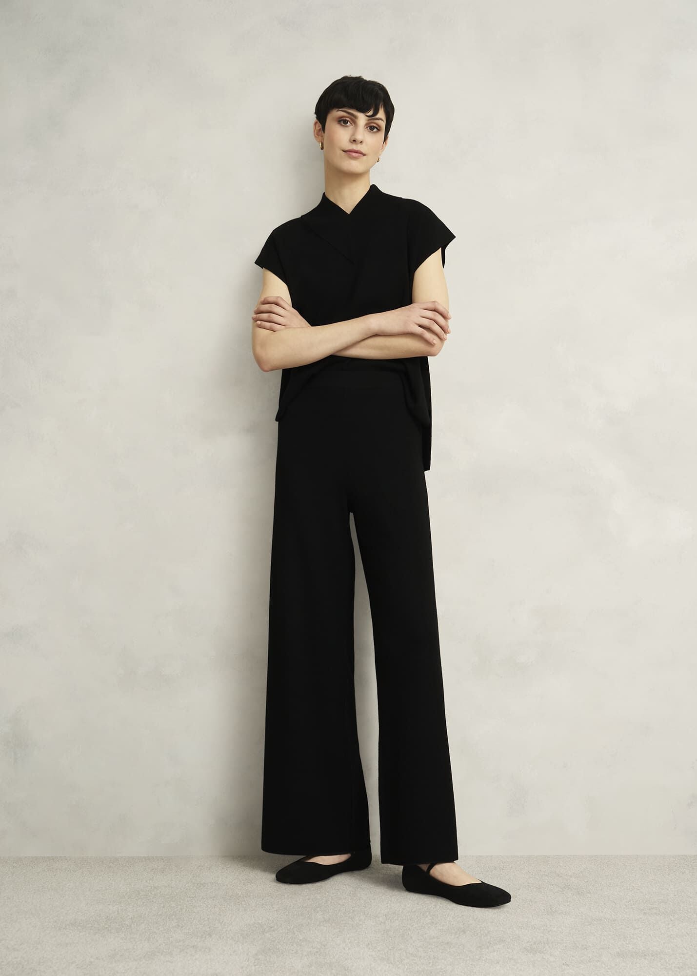 Black Harris Wide Leg Knitted Co-ord Trousers