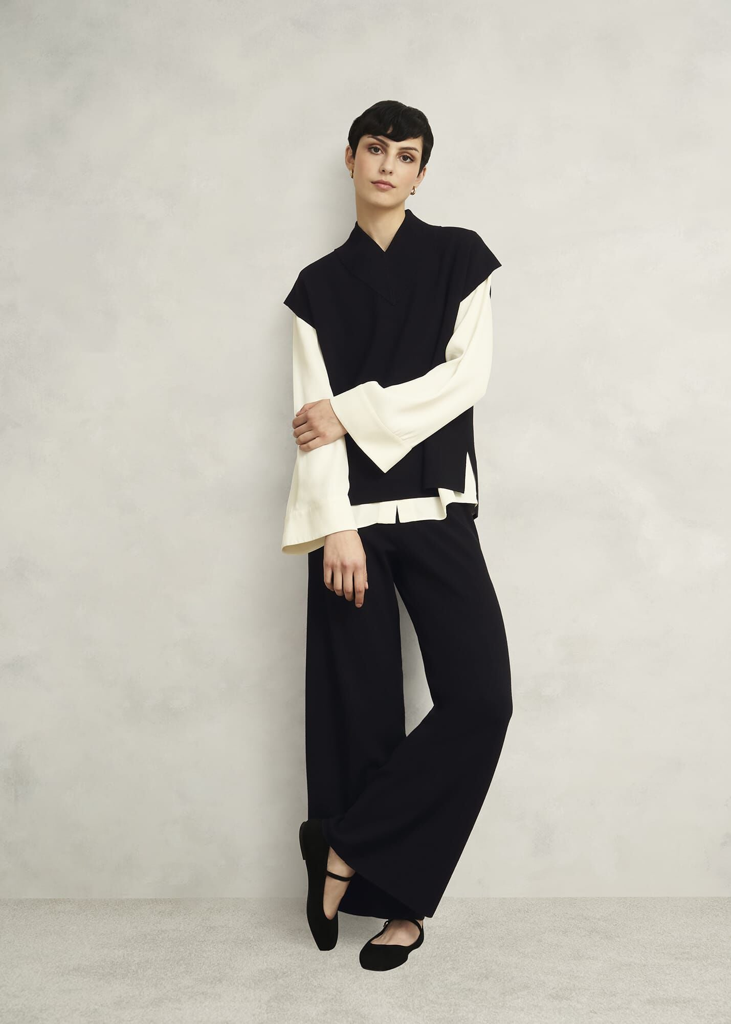 Black Harris Wide Leg Knitted Co-ord Trousers