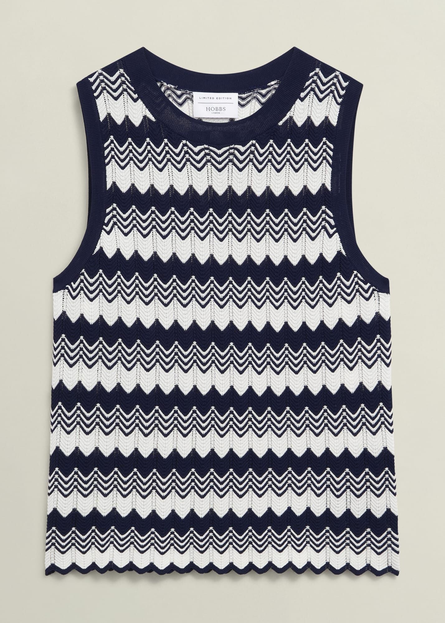 Navy Osterley Chevron Striped Knitted Vest Top