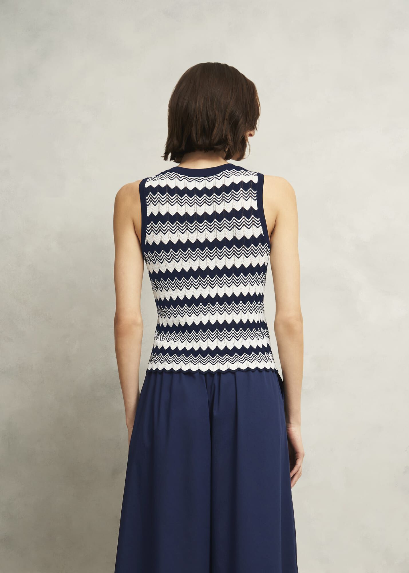 Navy Osterley Chevron Striped Knitted Vest Top