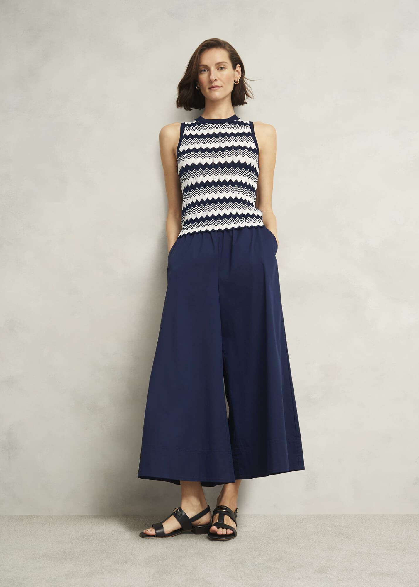 Navy Osterley Chevron Striped Knitted Vest Top