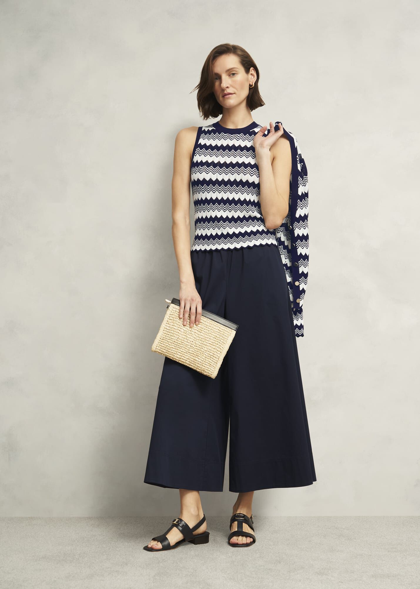 Navy Osterley Chevron Striped Knitted Vest Top
