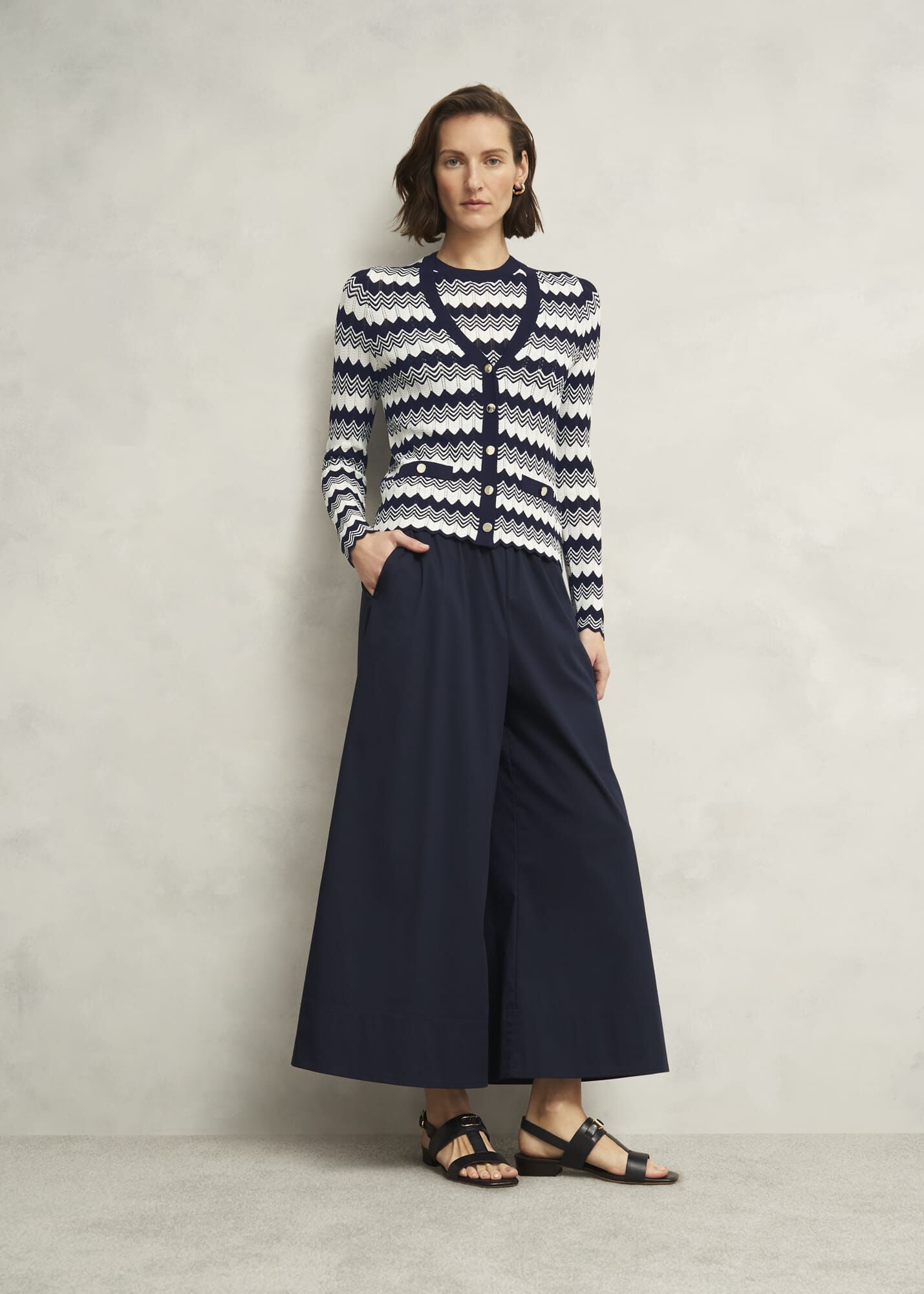 Navy Osterley Chevron Striped Knitted Vest Top