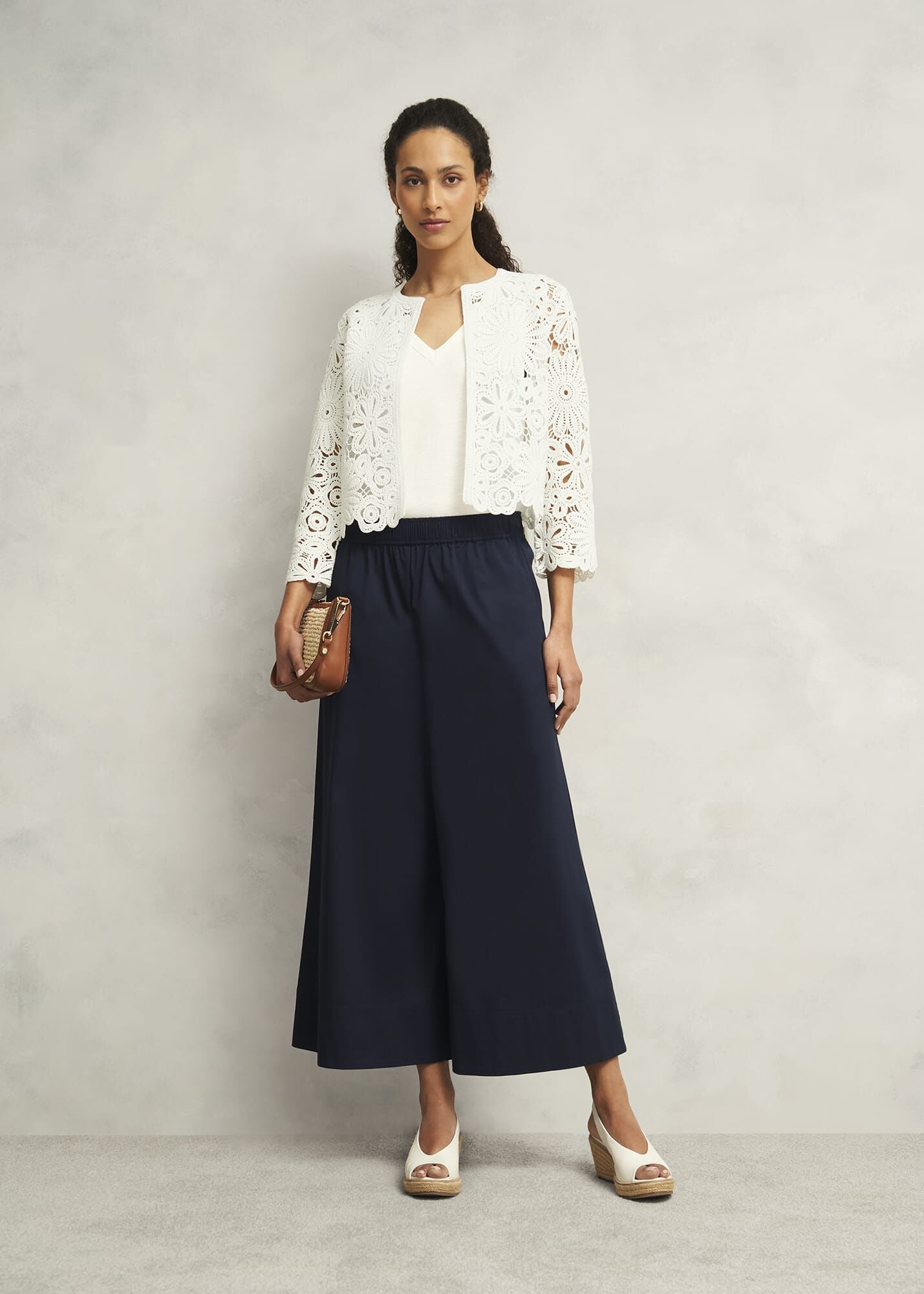 Ivory Syon Floral Cotton Crochet Knitted Jacket