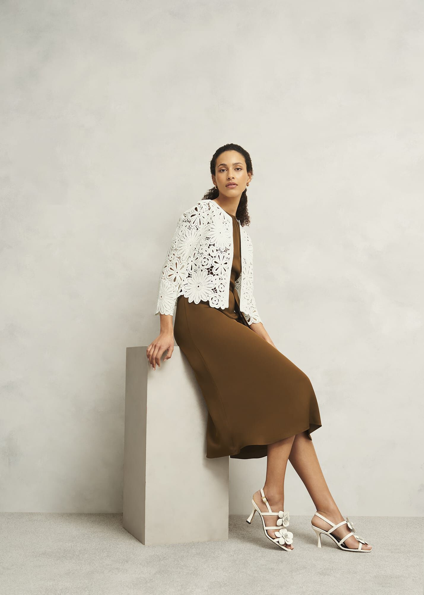 Ivory Syon Floral Cotton Crochet Knitted Jacket
