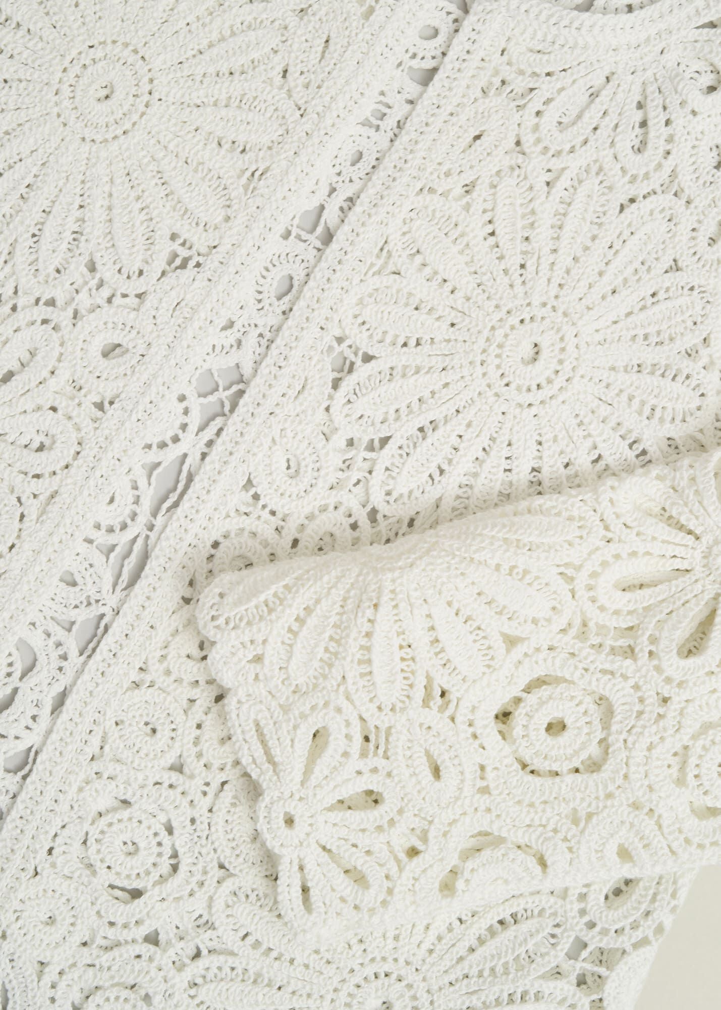 Ivory Syon Floral Cotton Crochet Knitted Jacket