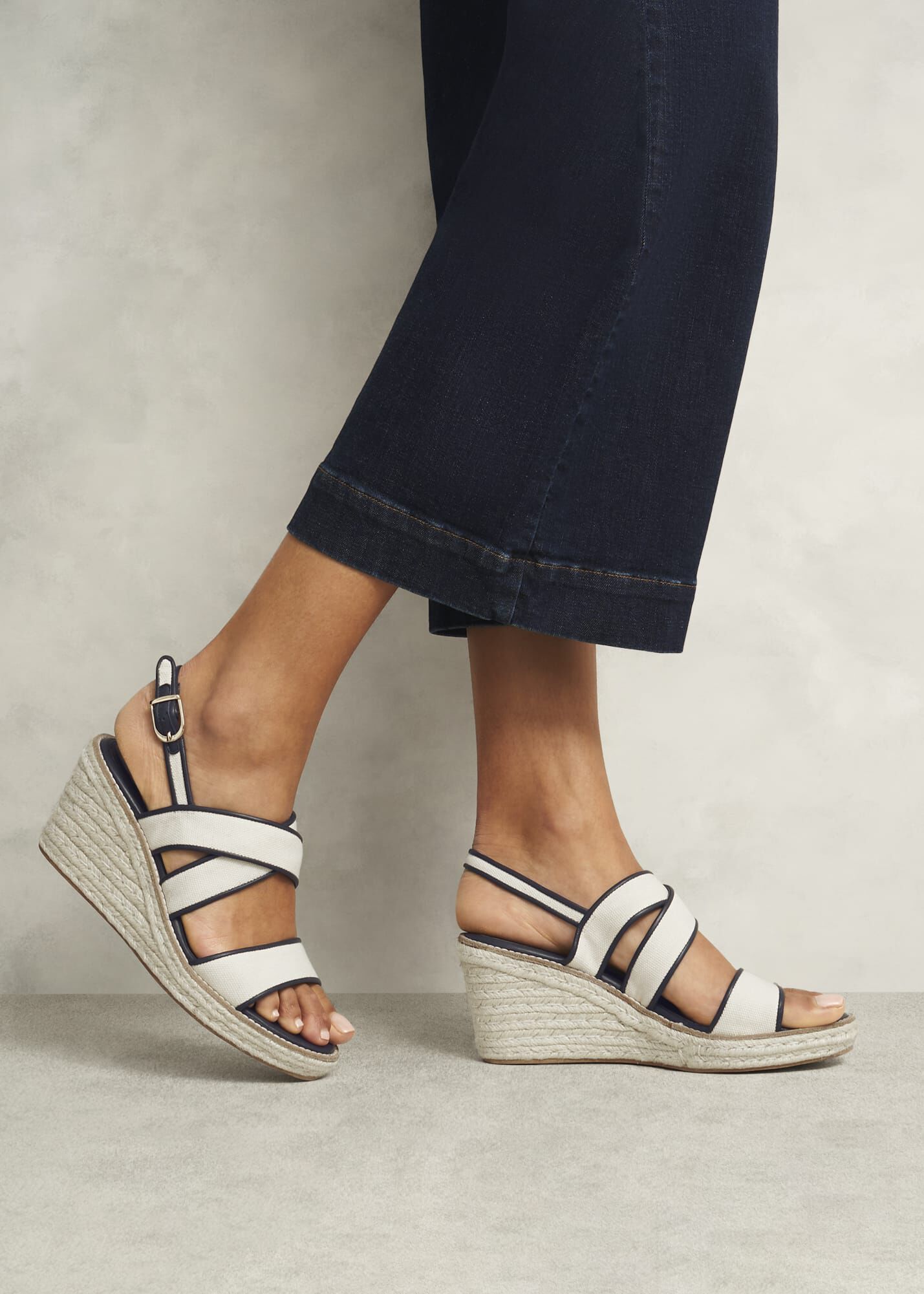 Lucie Canvas Leather Espadrilles