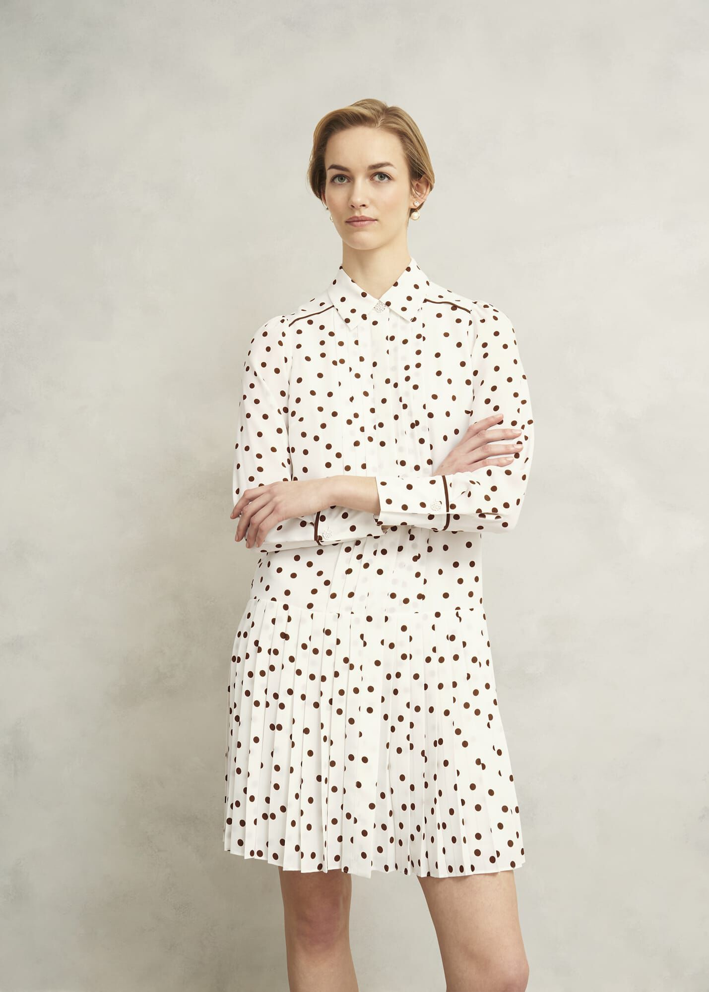 Francesca Pleated Spot Dress