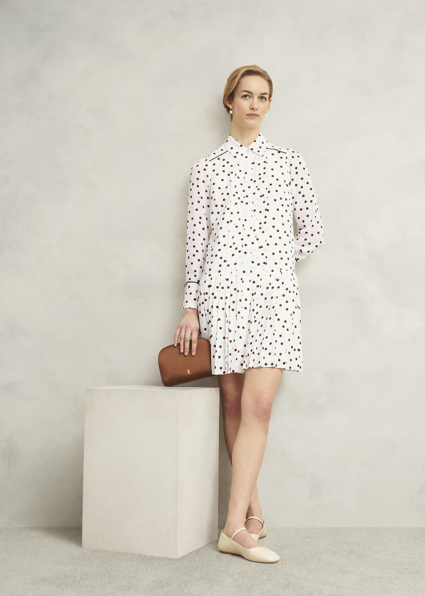 Francesca Pleated Spot Dress